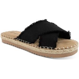 Style & Co. Womens Black Raw Hem Textured Slip On Espadrilles Shoes NWT
